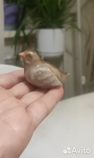 Птичка птенец воробей фарфор старинный