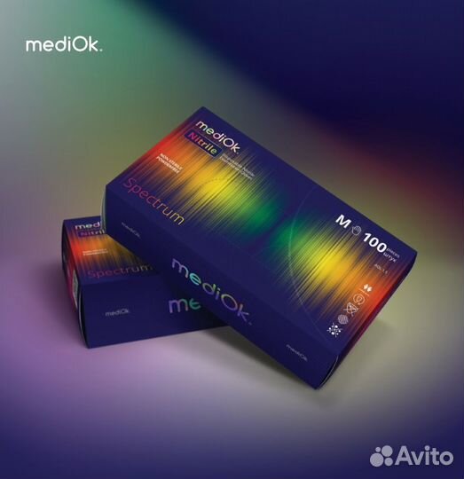 Перчатки нитриловые неопудренные 5 цветов в пачке