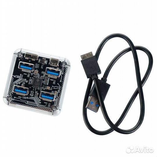 USB-концентратор Orico MH4UC-U3, прозрачный
