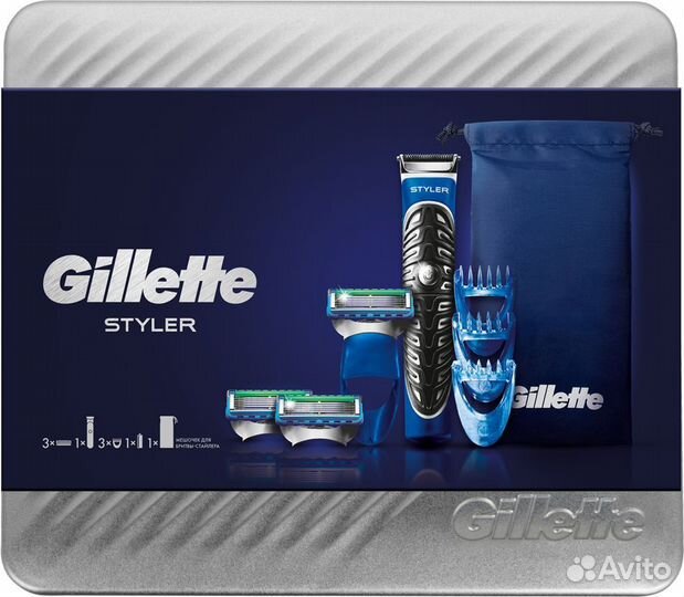 Gillette мужской набор Styler+3 насадки+3 кассеты