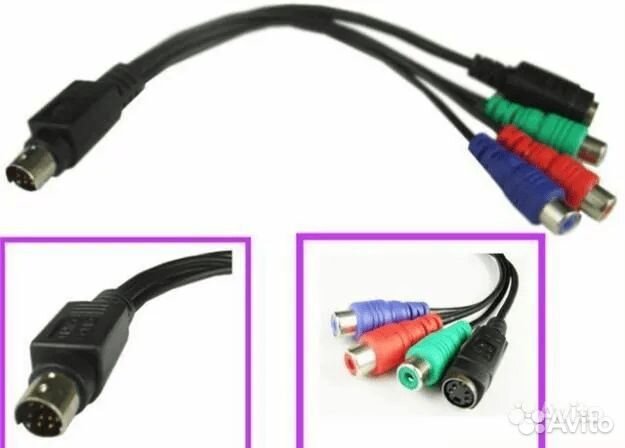 Переходник адаптер VHS 9pin M/ S-video 4pin 3RCA F
