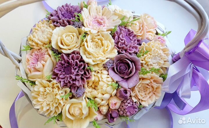 Корзина с зефиром ручной работы