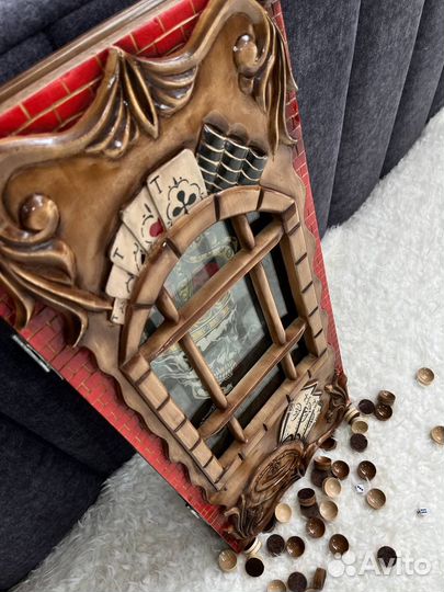 Нарды резные ручной работы со стеклом 