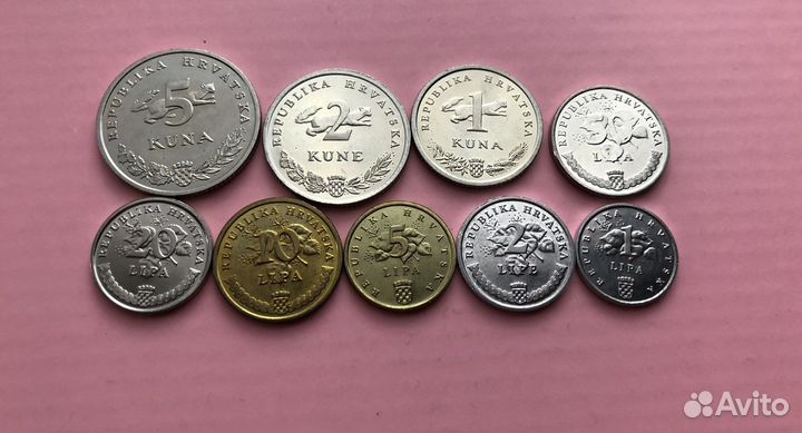 Набор монет Хорватия 9 штук