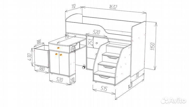 Кровать с ящиками 