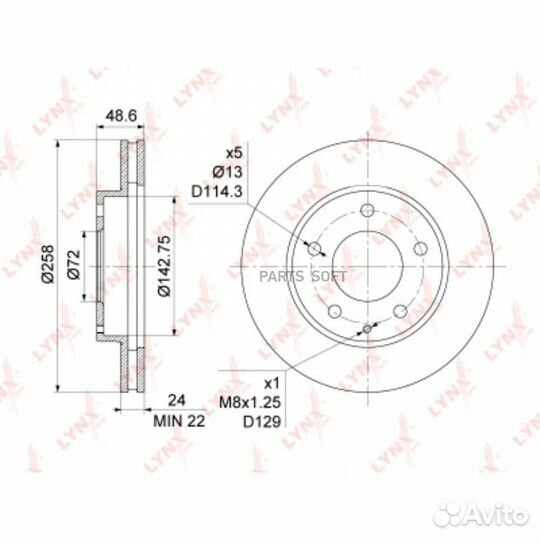 Lynxauto BN1068 Диск тормозной перед
