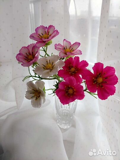 Космеи букет. Цветы из холодного фарфора