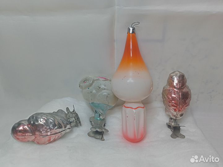 Ёлочная игрушка СССР Буратино, Заяц, Сова, Филин