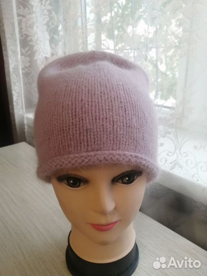 Шапка женская вязаная из пуха норки