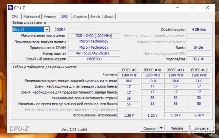 Оперативная память ddr4 4gb