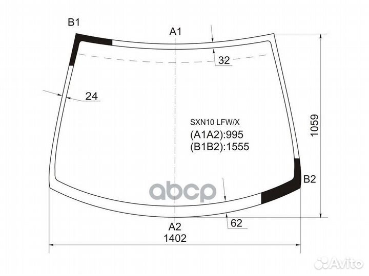 Стекло лобовое toyota nadia 98-03 SXN10 LFW/X XYG