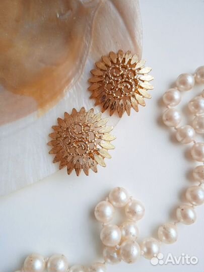 Клипсы винтаж Monet подсолнухи