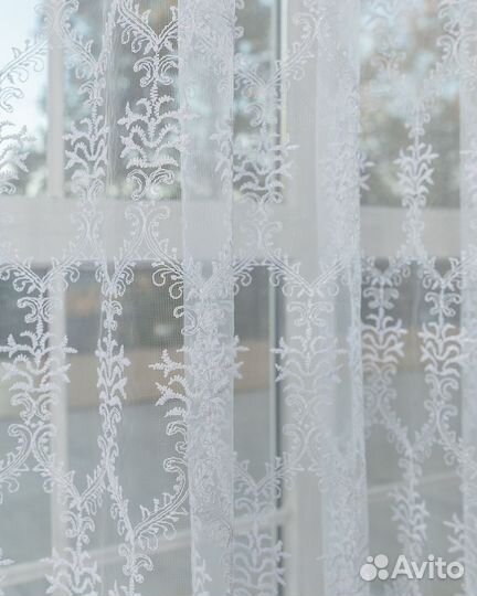 Тюль лилиан белый готовый на окна пошив