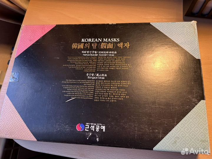 Декоративные корейские маски в рамке