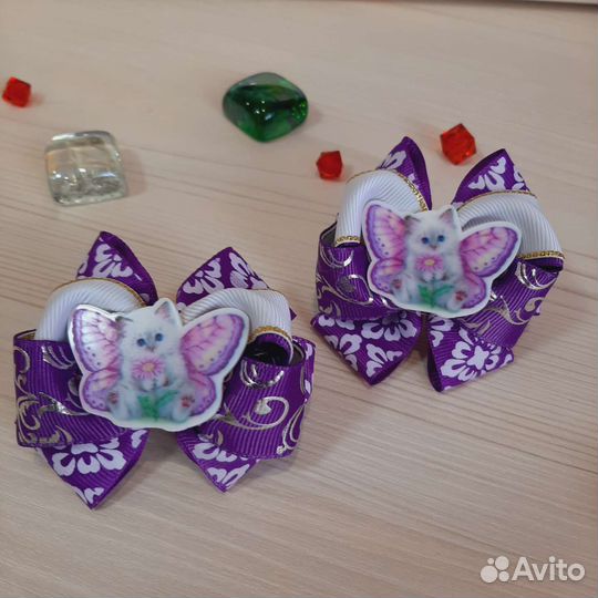 Детские резинки бантики для волос-2шт