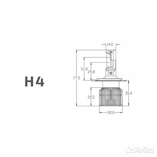 Светодиодные лампы H4 MTF retrofit 3500K