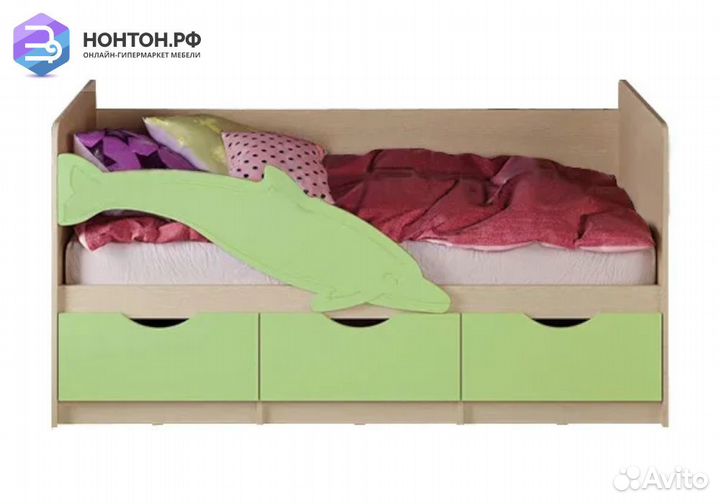 Кровать Дельфин №1 салатовая