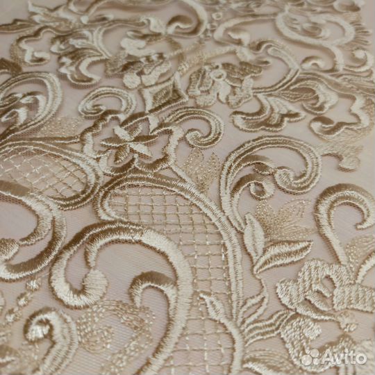 Ткань кружево вышивка на сетке