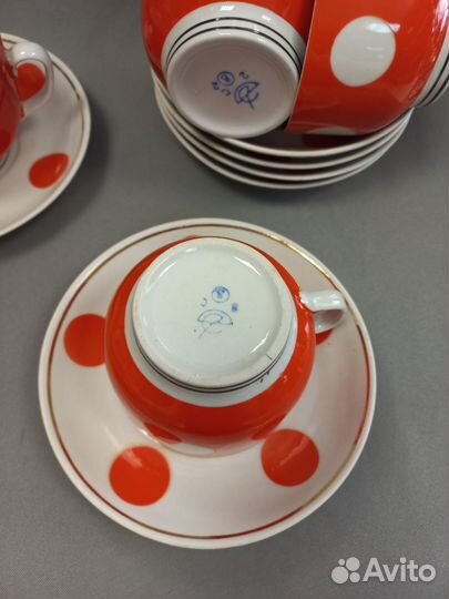 Чайные пары Красный горох Фарфор СССР