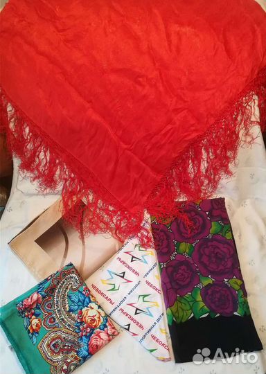 Платки натуральный шелк, хлопок СССР