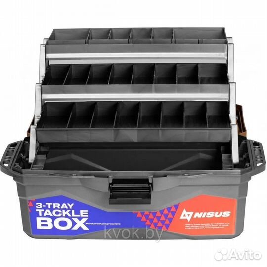 Ящик для снастей nisus трехполочный синий