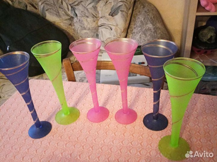 Фужеры, бокалы цветное стекло