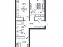 2-к. квартира, 62,3 м², 10/15 эт.