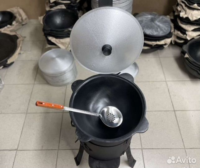Казан узбекский чугунный 12 литров+печь (арт-9776)