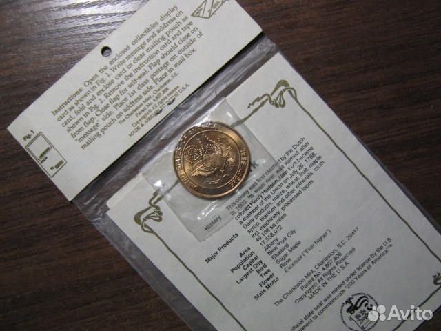 США. Юбилей Нью Йорка. Почтовая Карточка + Жетон