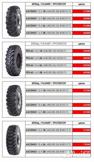 Шины 16,9-28 18,4-26 16,9-30 16,9 -24 12,5-20