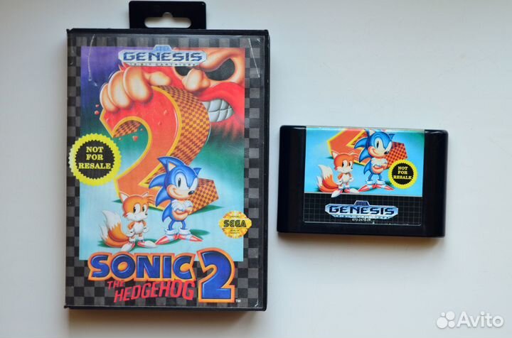 Оригинальный картридж Sonic 2 для Sega Genesis
