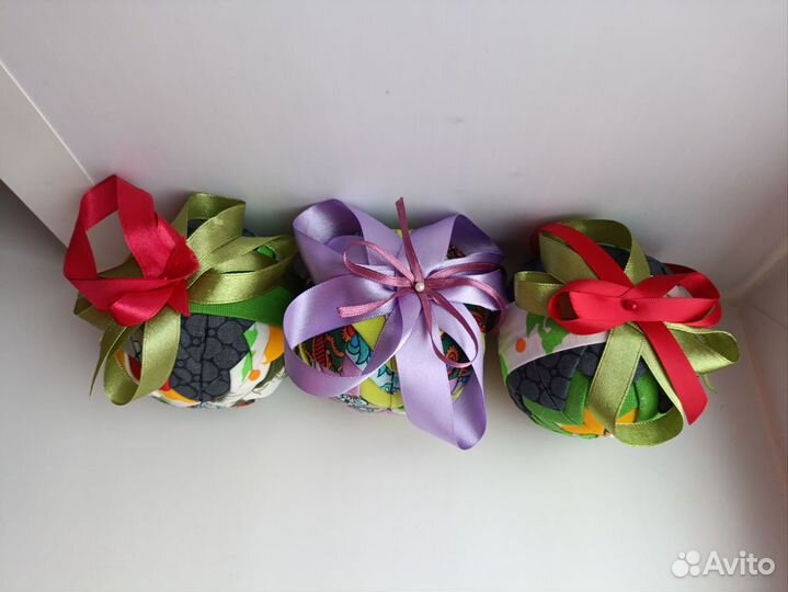 Тканевые елочные игрушки ручной работы пэчворк бу