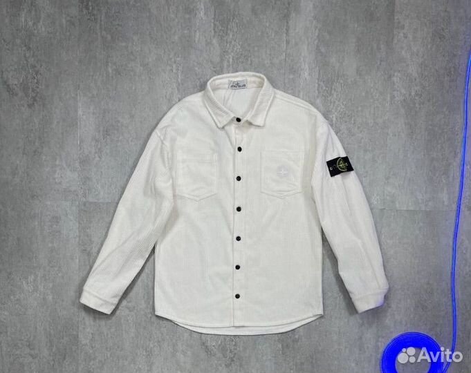 Рубашка вельветовая stone island белая