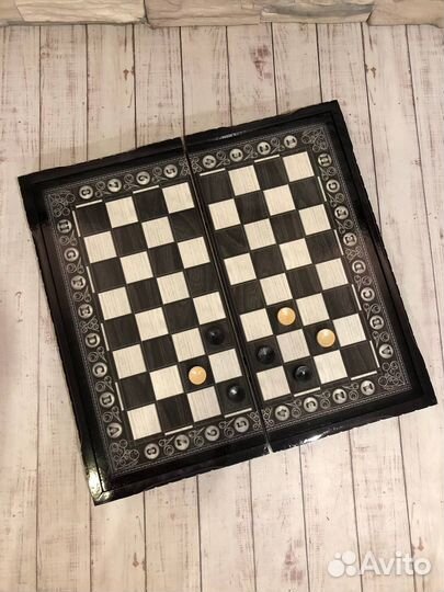 3 в 1 Нарды Шахматы Шашки Лихие, дерево