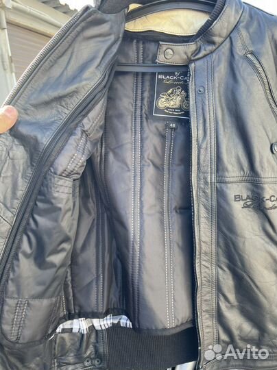 Мотокуртка кожаная мужская Black cafe london