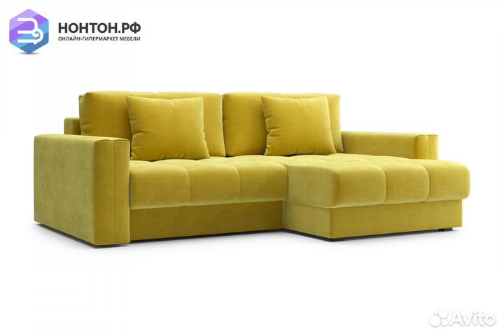Диван угловой тик-так Монарх горчичный