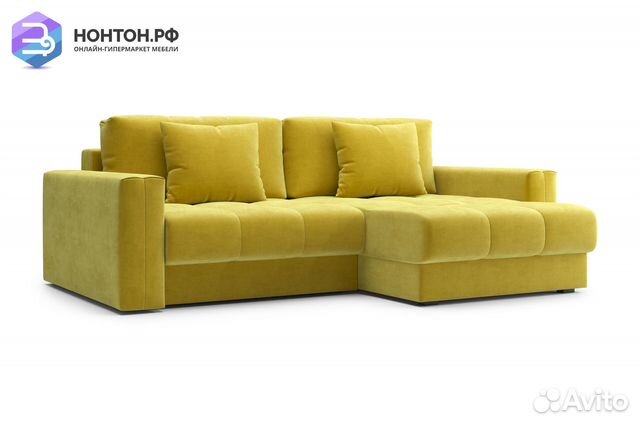 Диван угловой тик-так Монарх горчичный