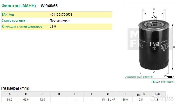 Фильтр масляный