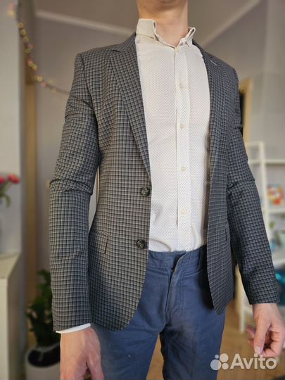 Пиджак мужской новый серый в клетку citylife