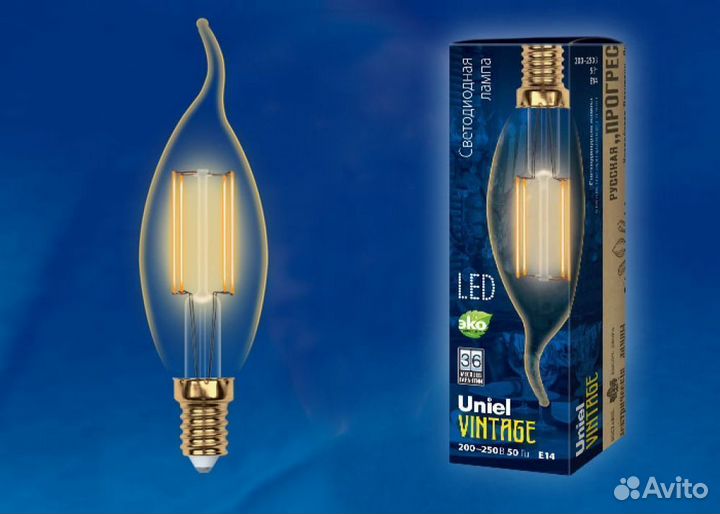 Лампа Loft свеча на ветру LED-CW35-5W-golden-E14