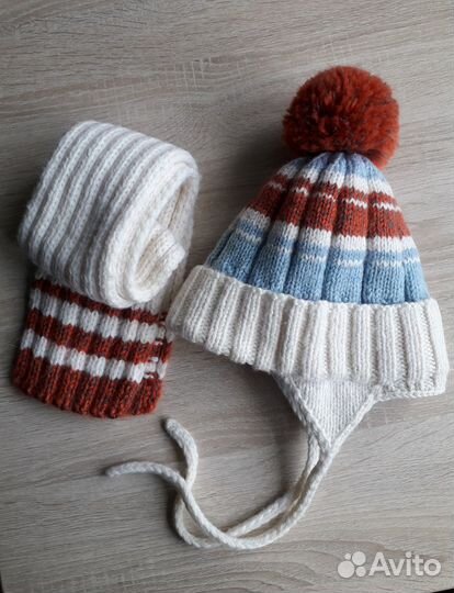 Комплект шапка и шарф детский 3-5 лет зимний