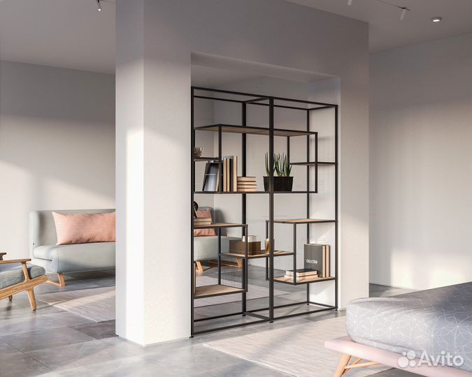 Стеллаж книжный напольный в стиле лофт