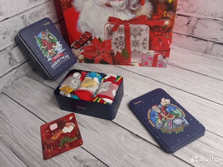 Набор тёплых новогодних носков 3 пары