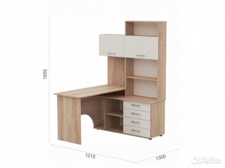 Стол письменный Гарвард угловой + Полка-надставка