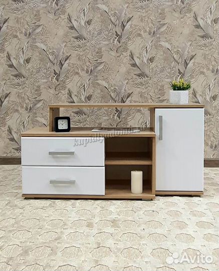 Тумба Нарус тв-1 мдф (Дуб сонома/Белый глянец)