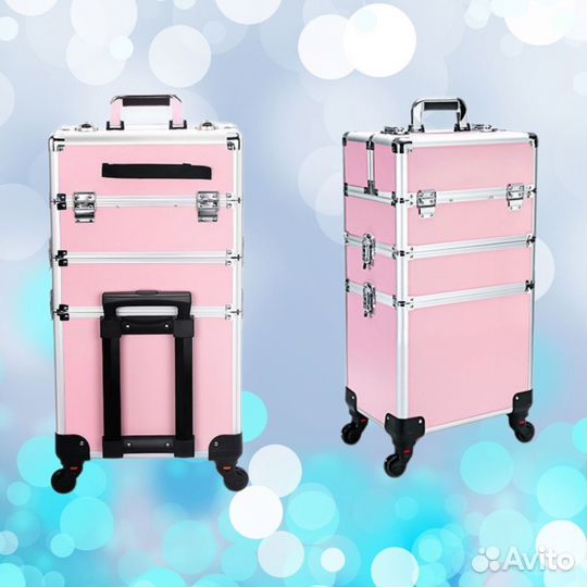 Бьюти кейс на колесах 3-х ярусный