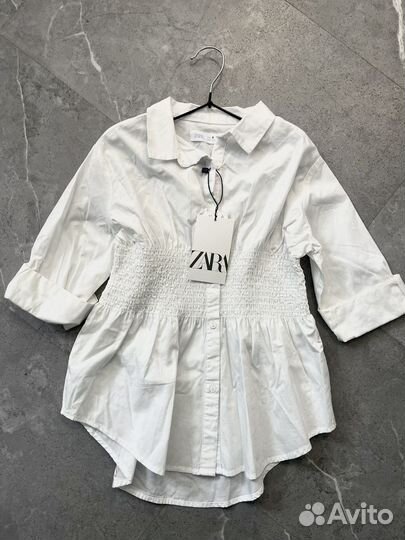 Рубашка белая zara для девочки 116 122