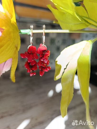 Серьги из натурального камня Красного корала