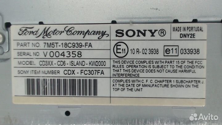 Магнитола Ford Focus 2, 2008