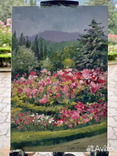 Картина маслом в розарии Никитского сада